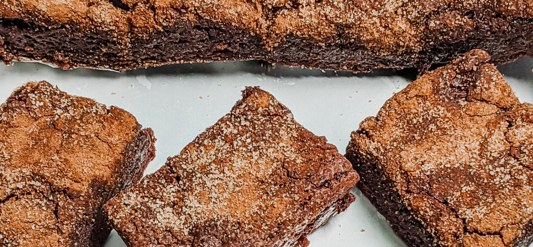 Mexican Hot Chocolate Brownies with a Cinnamon Sugar Crust