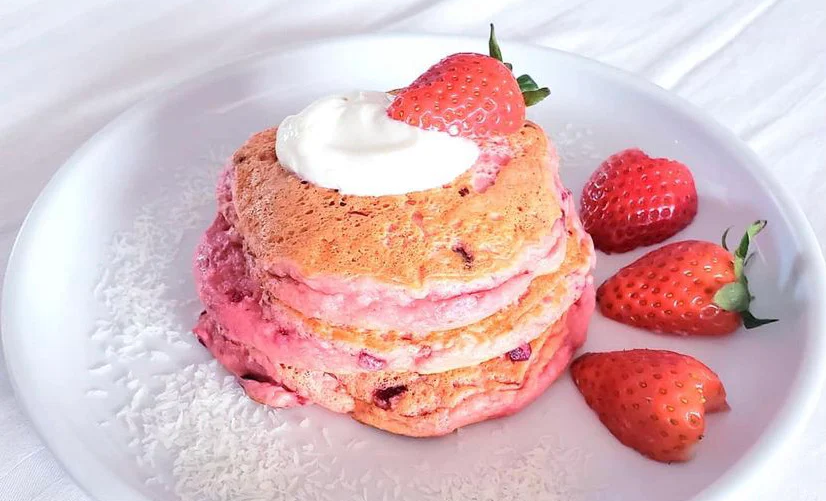 Pink Okara Protein Pancakes