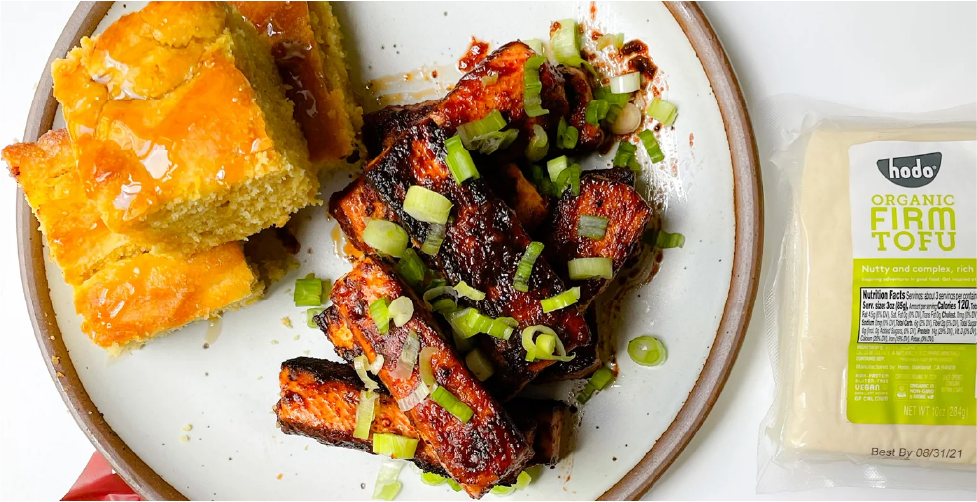 Tangy BBQ Tofu & Gluten-Free Honey Cornbread